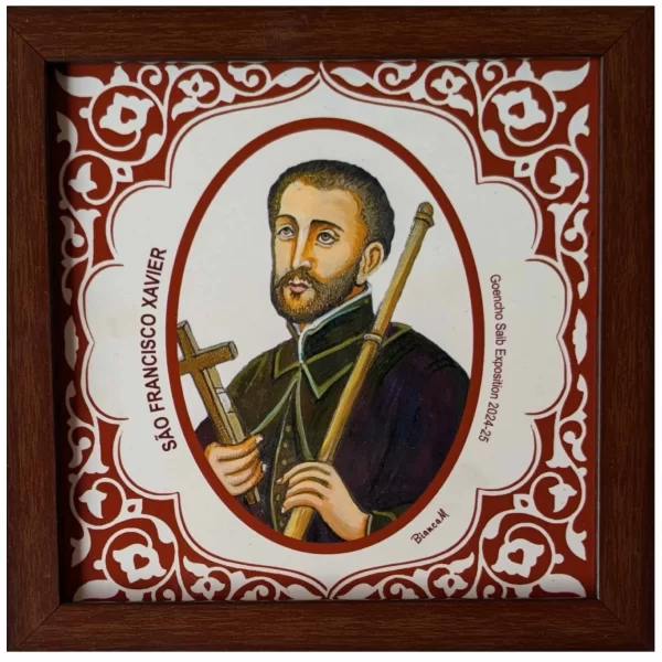 HuesByBianca St. Francis Xavier Maroon 6x6" Ceramic Tile with Frame