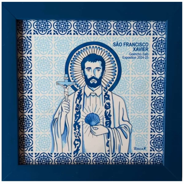 HuesByBianca St. Francis Xavier Blue 6x6" Ceramic Tile with Frame